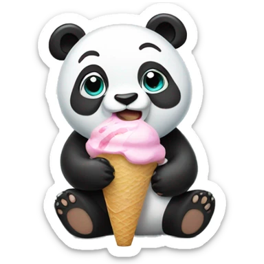 Panda eating ice cream sticker