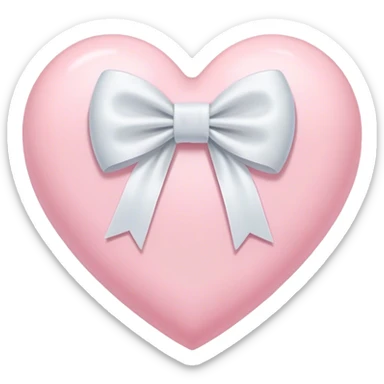 Pastel pink heart with white bow sticker
