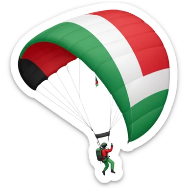 a palestinian flag with a paraglider, respect scrupulously the correct shapes and colours of the flag, try again sticker