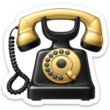 One single Gold and black phone icon, png, no background, no border sticker
