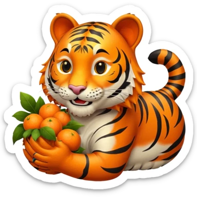 Smiling Tiger with a cornucopia sticker