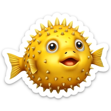 Detailed round yellow puffer fish sticker