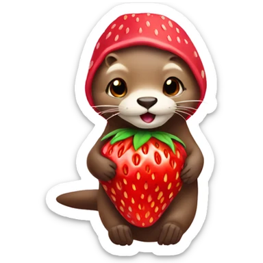 otter wearing strawberry costume sticker
