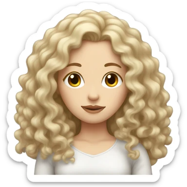 White Girl with long curly hair sleeping sticker