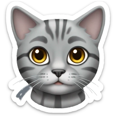 Gray cat with dark gray stripes of the Scottish Fold breed sticker