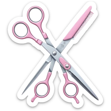 hairdressing scissors with pastel pink handles, iOS Apple emoji style sticker