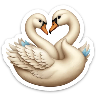 beige heart with swan sticker