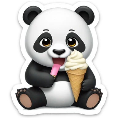Panda eating ice cream sticker
