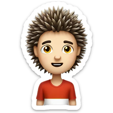 A boy who looks like a hedgehog with the head of a Hungarian cube sticker