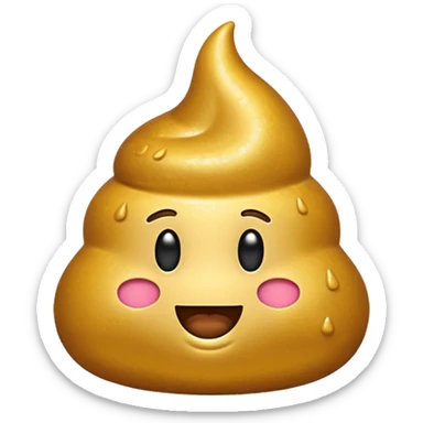 golden poop, emoji style, simple, glossy, no text sticker