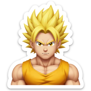 super saiyan with spiky yellow hair sticker