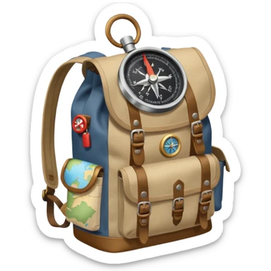 backpack with a lot of exploring items sticker