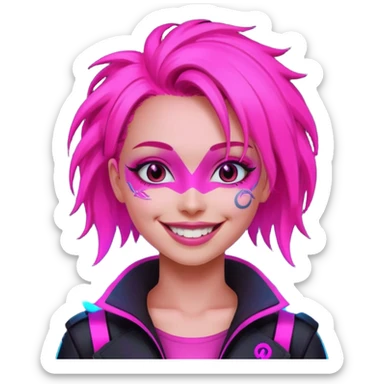 girl neon cyberpunk pink happy sticker