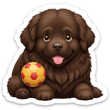 Newfoundland dog with toy sticker