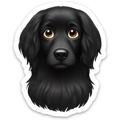 Black dog long hair sticker