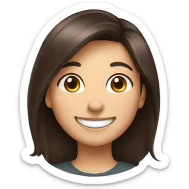 joyful brunette girl with smile sticker