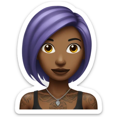 Tattooed woman with long straight burgundy hair sticker