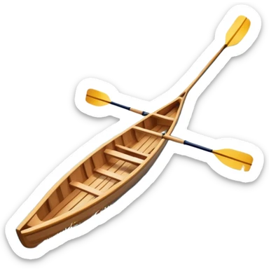 An icon showing a close-up of crossed oars, a sleek racing shell, and rippling water, symbolizing rowing. The design includes droplets in motion and a streamlined boat tip cutting through waves. Transparent background emphasizes strength, precision, and the spirit of competitive rowing sticker