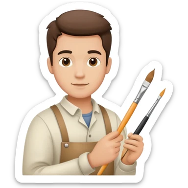 Male painter with paintbrush and pencil sticker
