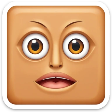 A flat piece of skin stretched on a square frame with two eyes and a mouth sticker