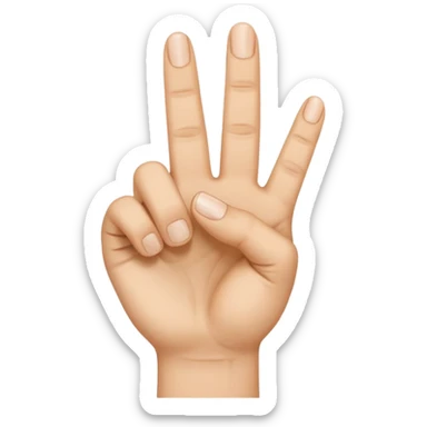 Hand with index finger middle finger and thumb holding up a 3 symbol sticker