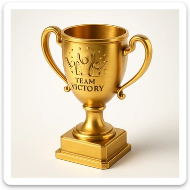 team celebrating with trophy sticker