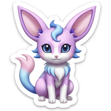 Shiny Exotic Cute Espeon-Sylveon-Purrloin-Meowstic-Hybrid-Creature with pattern-markings sticker
