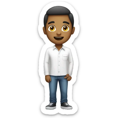 A cute person with white shirt on his hand sticker