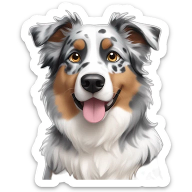 Grey black white Blue Merle Australian shepherd no brown with heterochromia sticker