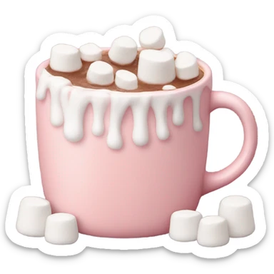 Light Pink mug of hot chocolate with marshmallows  sticker