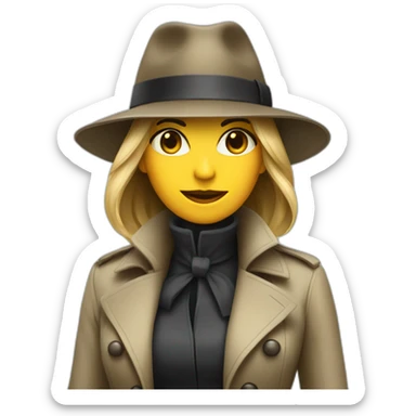 secret agent women wearing a trenchcoat and a fedora sticker