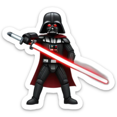 dark vador qui tien un sabre laser rouge en position de combat sticker
