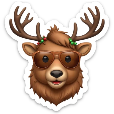 Cool christmas reindeer with sunglasses sticker