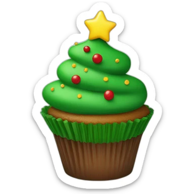 Happy Christmas tree cupcake sticker