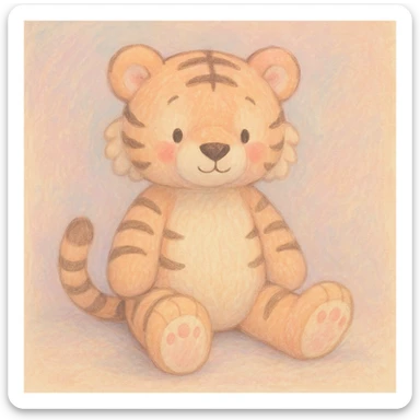 Pastel illustration of a tiger jellycat stuffed plushie  sticker
