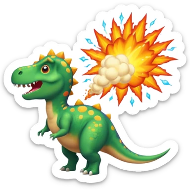 Dinosaur farting out a explosion sticker