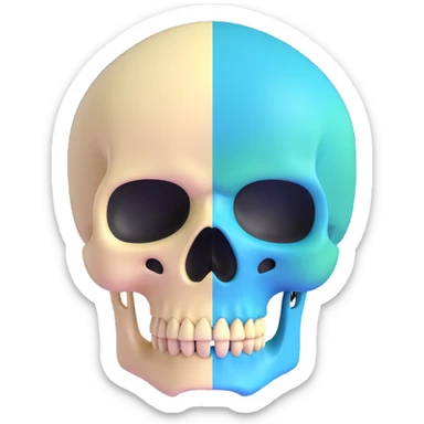 3D skull with Milwaukee Bucks colors (green, cream, blue) sticker