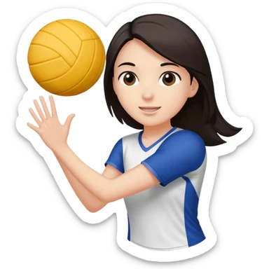girl with straight dark hair playing volleyball sticker