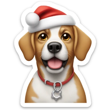 Dog wearing Santa hat sticker