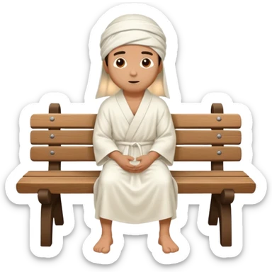 fullbody Pharisee, sitting on a bench, long robe, head covering, thoughtful expression sticker