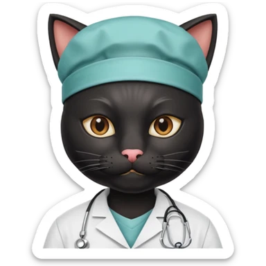 black doctor cat, surgeon mask sticker