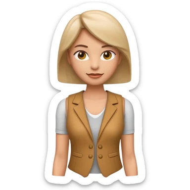 Apple-style 3D emoji of a women’s vest, sleeveless, fitted design, stylish cut, light fabric texture, feminine look, no background sticker