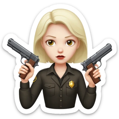 Una cara malvada con una pistolan sticker