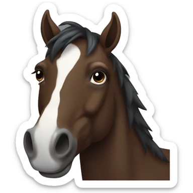 Dark brown horse with white mark on forehead in the shape of Australia  sticker