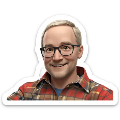 smiling boy in plaid shirt sticker