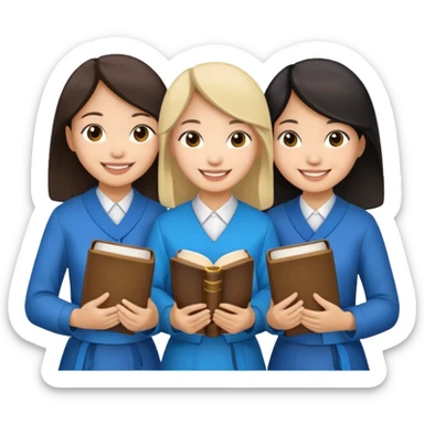 8 asian girls in a group, holding bibles sticker