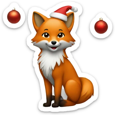 Fox with a Christmas tree  sticker