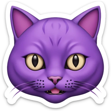 Scary purple cat fully black eye and mouth sticker
