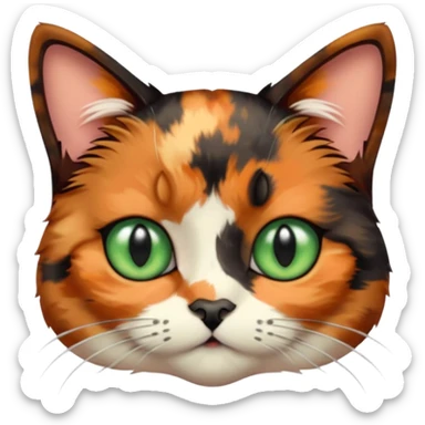 dark tortoiseshell cat pastel green eyes sticker