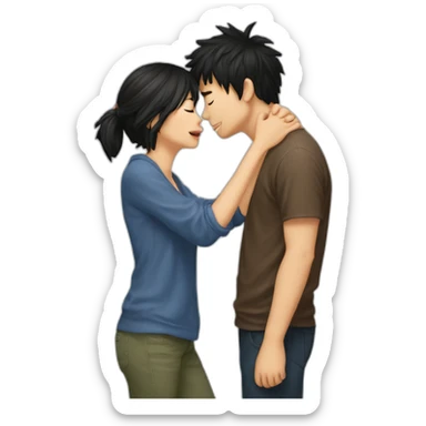 scruffy-boy-and-asian-gilr-kissing sticker
